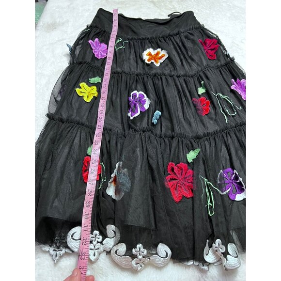 WD NY lined boho western embroidered flower print skirt women size 10 - Picture 3 of 5